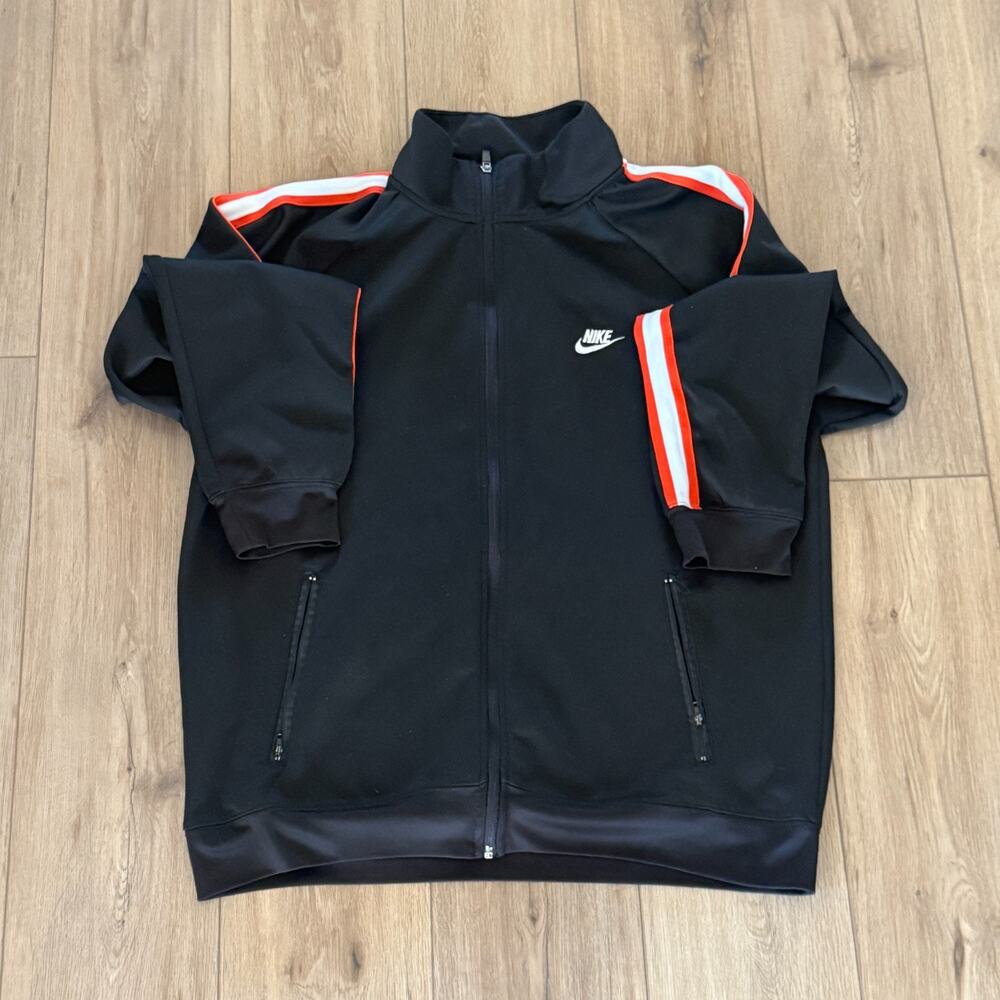 Nike full-zip track jacket w/ red + white sleeve stripes